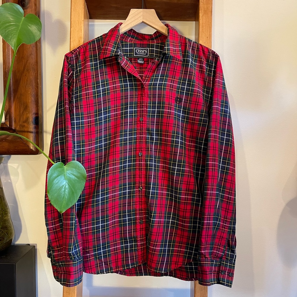 Chaps Classic Holiday Plaid Button Down!